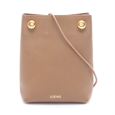 LOEWE Pebble Pouch Shoulder Bag Crossbody CANBSPPX01 leather Brown Used Women