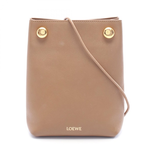 LOEWE Pebble Pouch Shoulder Bag Crossbody CANBSPPX01 leather Brown Used Women