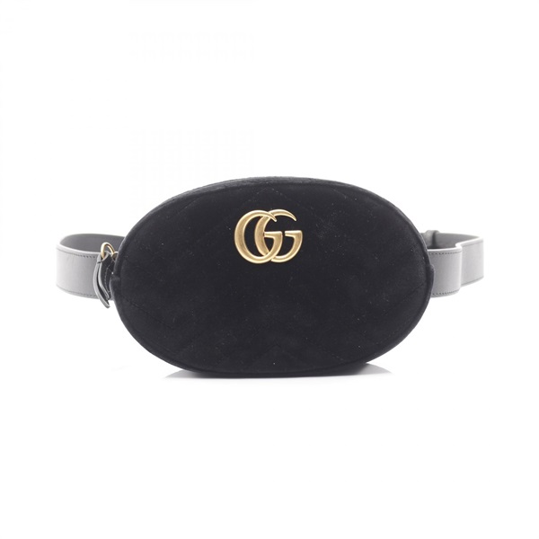 GUCCI GG Marmont Waist bum belt bag 476434 Fabric velor leather Black Used Women