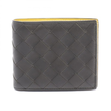 BOTTEGA VENETA Intrecciato Bi-fold Wallet leather Black Used mens