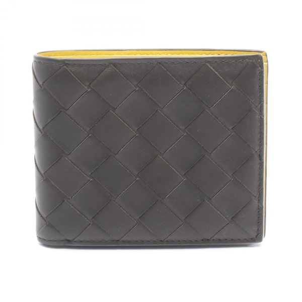BOTTEGA VENETA Intrecciato Bi-fold Wallet leather Black Used mens
