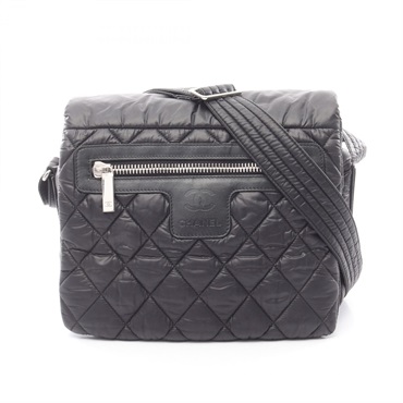 CHANEL Coco cocoon Small Messenger crossbody Shoulder Bag Nylon Black Used SHW