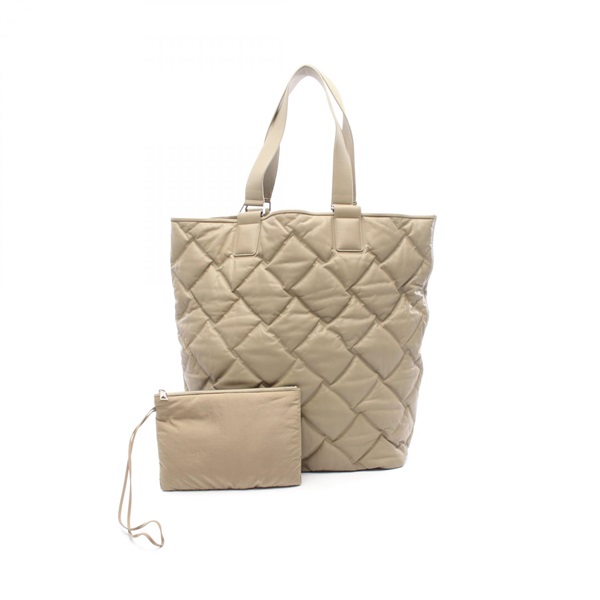 BOTTEGA VENETA Puffy Shoulder Tote Bag 40802039502 Nylon leather Beige Used BV