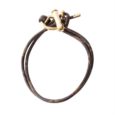 LOUIS VUITTON Collier Toggle Monogram Necklace Gold Plated canvas Brown Used