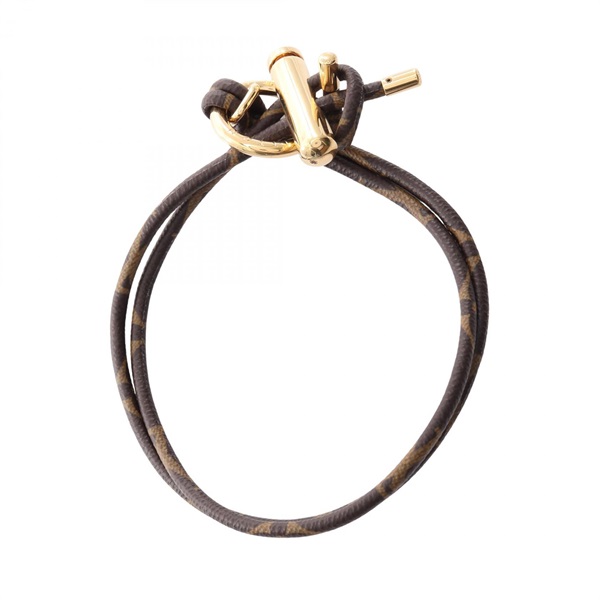 LOUIS VUITTON Collier Toggle Monogram Necklace Gold Plated canvas Brown Used