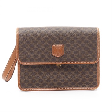 CELINE Macadam business second clutch bag canvas leather Brown Used mens