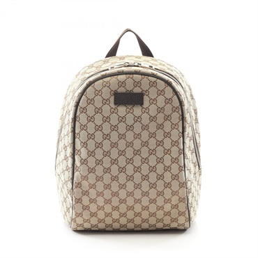 GUCCI GG canvas Rucksack Backpack 449906 leather Beige Brown Used Women