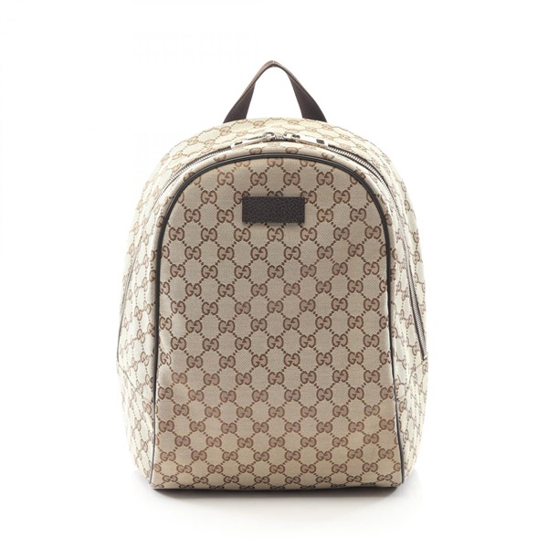 GUCCI GG canvas Rucksack Backpack 449906 leather Beige Brown Used Women