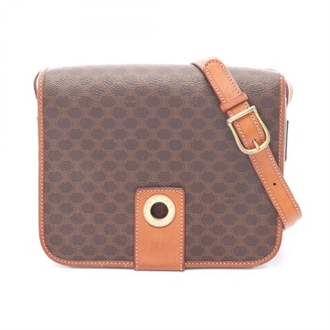 CELINE Macadam Shoulder crossbody Bag PVC coated canvas leather Brown Used Women