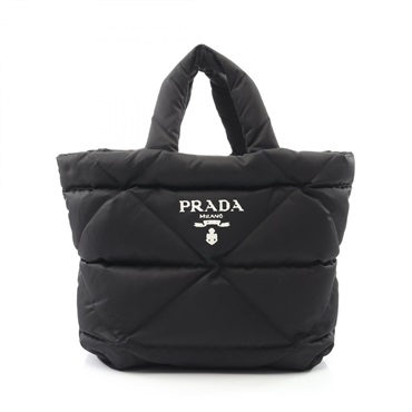 PRADA Re-Nylon Hand Tote Bag Black White Used Women Logo
