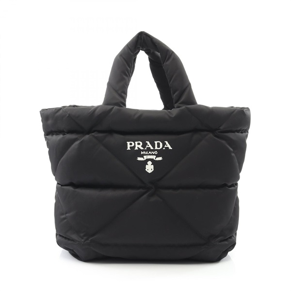 PRADA Re-Nylon Hand Tote Bag Black White Used Women Logo