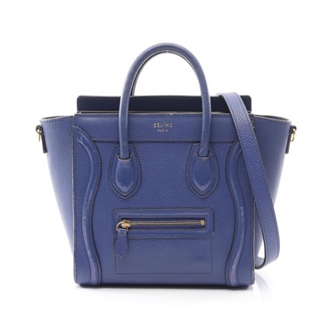 CELINE Luggage Nano Shopper crossbody shoulder Handbag 168243 leather Blue Used