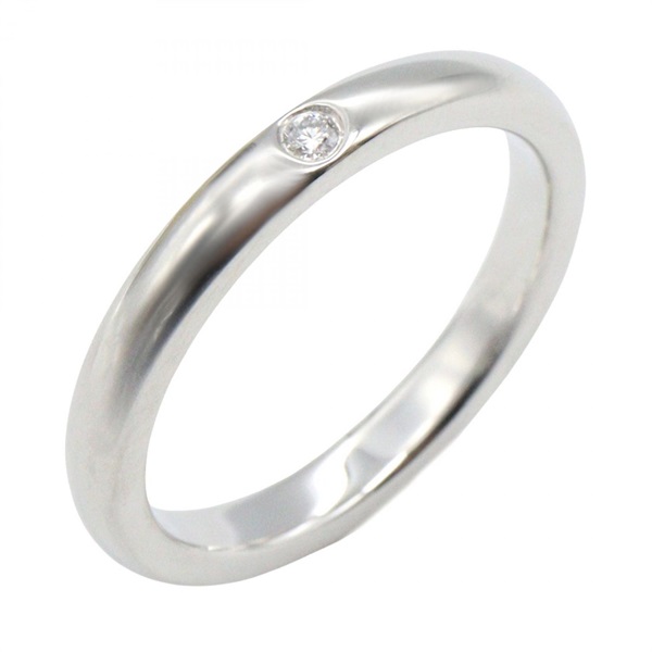 TIFFANY＆CO Stacking Band 1P Diamond Ring Pt950 Platinum Used women US size 5.25