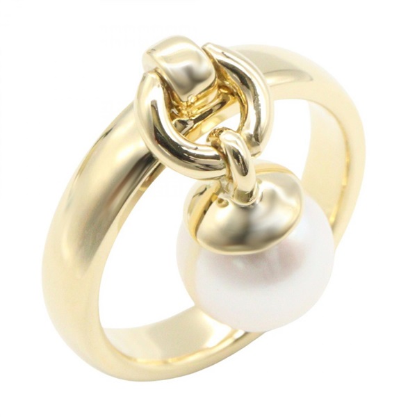 TIFFANY＆CO Door knocker pearl Ring 18KYG Yellow Gold Used Women US size 5.75