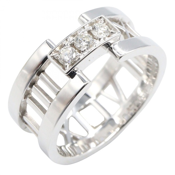 TIFFANY＆CO Atlas 3P Diamond Ring 18KWG White Gold Used women US size 6.75