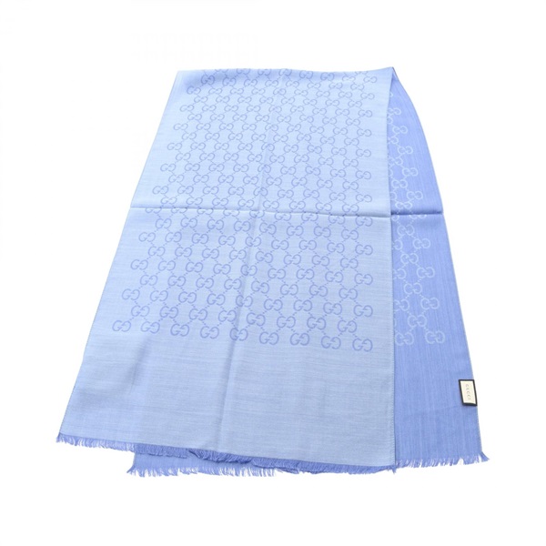 GUCCI GG pattern stole wrap echarpe scarf 1659043G6464769 wool silk Blue NEW