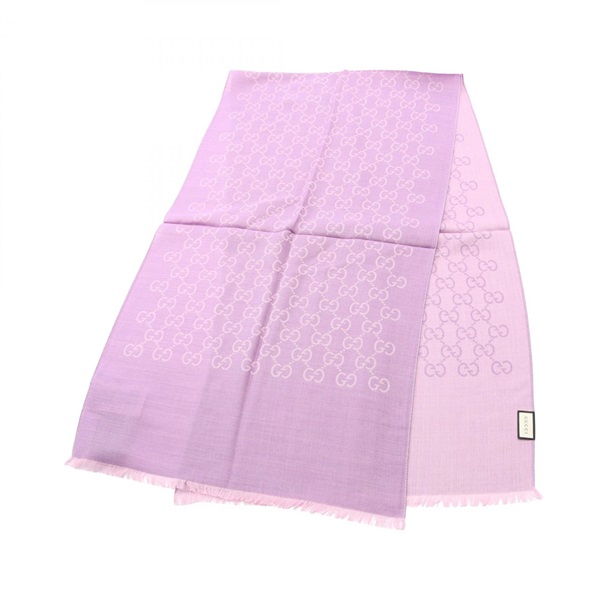GUCCI GG pattern scarf stole wrap echarpe 1659043G6465372 wool silk Purple NEW