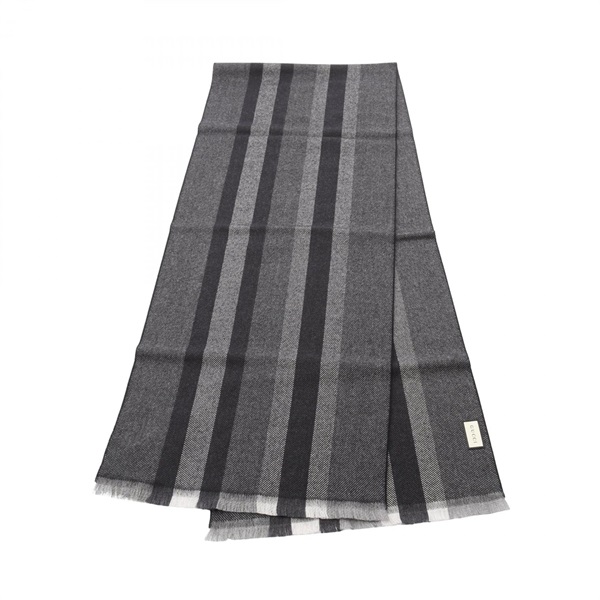 GUCCI Scarf stole wrap echarpe 3875744G2001361 wool Gray stripe NEW unisex