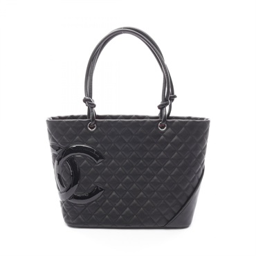 CHANEL Cambon Line Large Tote shoulder Bag Lambskin Black Used Women