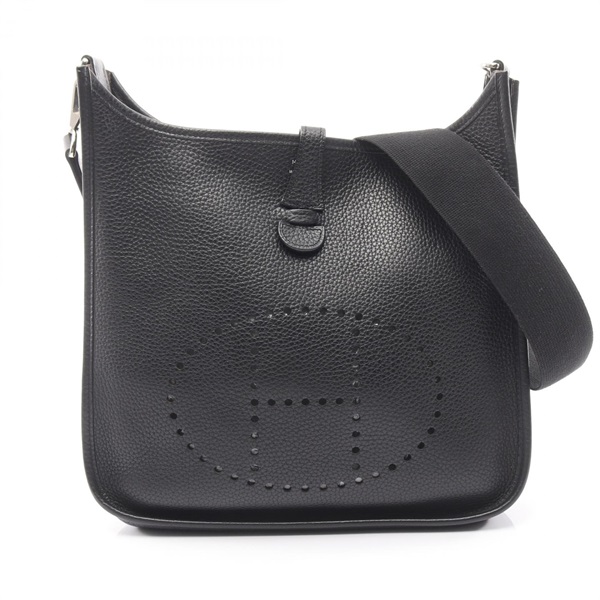 HERMES Evelyne 1 PM Shoulder Bag K Taurillon Clemence Black SHW Used Women