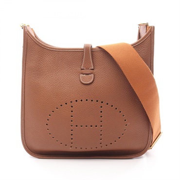 HERMES Evelyne Trois PM Shoulder Bag Clemence leather Gold Used Women B GHW
