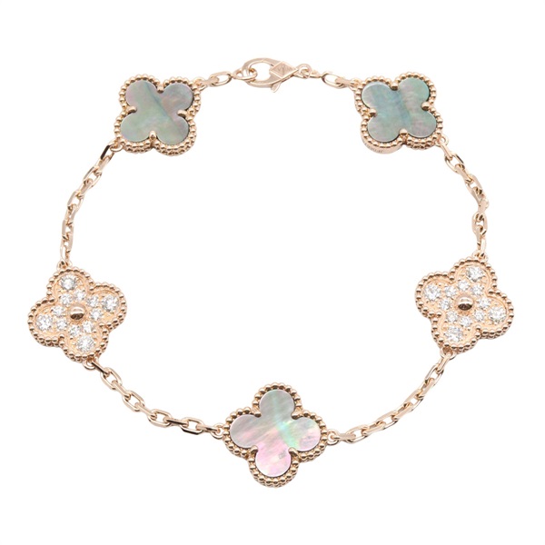 Van Cleef & Arpels Vintage Alhambra Diamond Bracelet 18KPG Gold Diamond MOP used