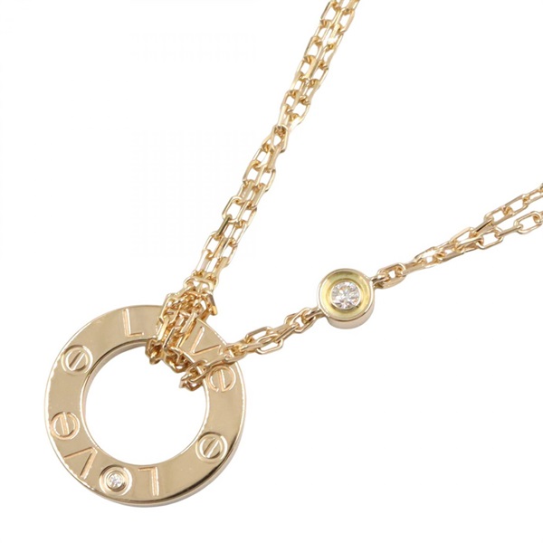 CARTIER Love Circle 2P Diamond Necklace 18KYG Yellow Gold Used women
