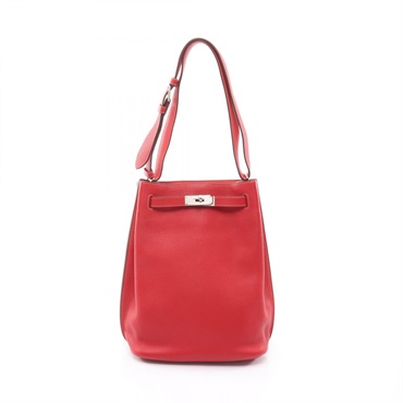 HERMES So Kelly 26 Eclat Shoulder Bag Clemence leather Red Rouge Pink SHW Used P