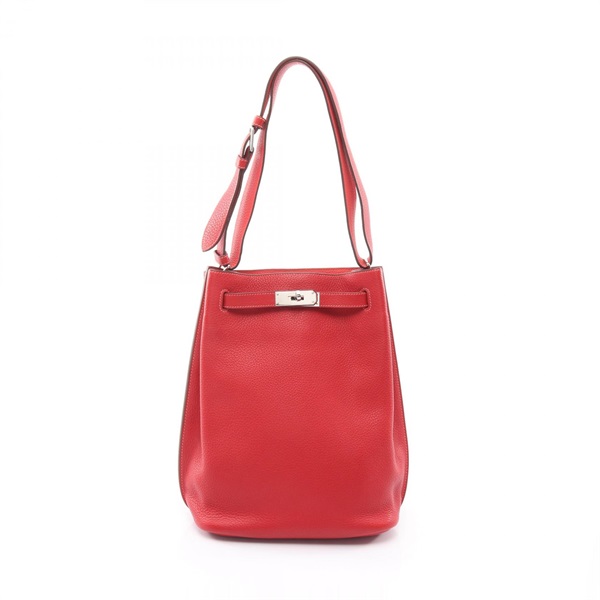 HERMES So Kelly 26 Eclat Shoulder Bag Clemence leather Red Rouge Pink SHW Used P