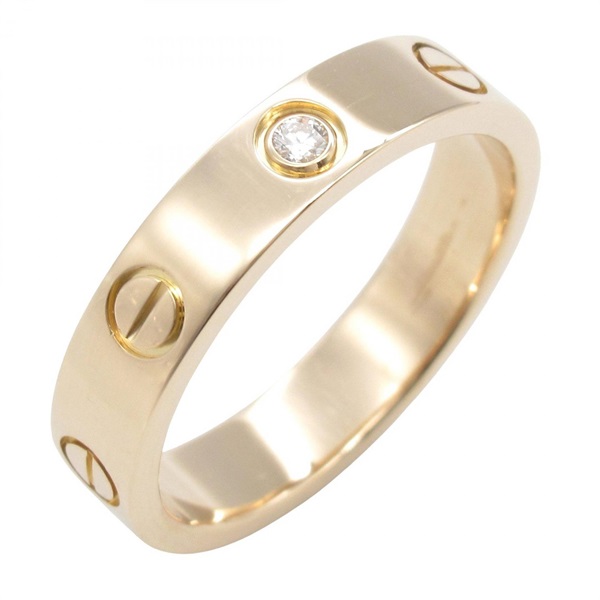 CARTIER Mini Love 1P Diamond Ring 18KPG Rose Gold Used unisex US size 5.5 #51