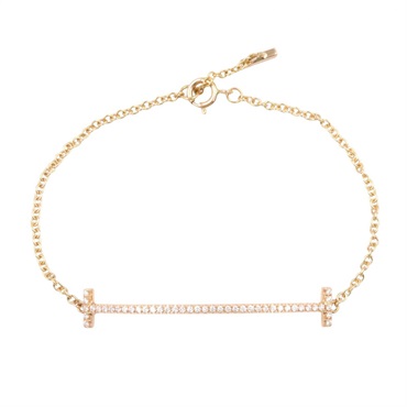 TIFFANY＆CO T Smile Diamond Bracelet 15cm 18KRG Rose Gold Clear Used Women