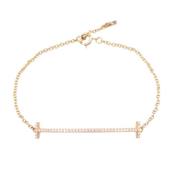 TIFFANY＆CO T Smile Diamond Bracelet 15cm 18KRG Rose Gold Clear Used Women