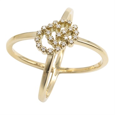 GUCCI GG Running Cross Logo Diamond Ring 18KYG Yellow Gold Used US size #5.5 #11