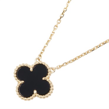 Van Cleef & Arpels Vintage Alhambra Onyx Necklace 18KYG Yellow Gold Used Women
