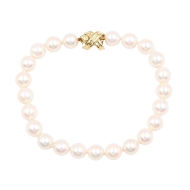 TIFFANY＆CO Signature Pearl Bracelet 18KYG Yellow Gold  White Used Women