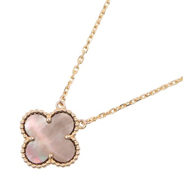 Van Cleef & Arpels Vintage Alhambra Gray Mother of Pearl Necklace 18KRG Women