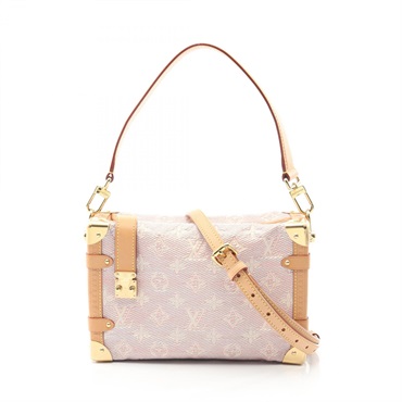 LOUIS VUITTON Side trunk MM Shoulder Handbag canvas leather Pink Brown Used