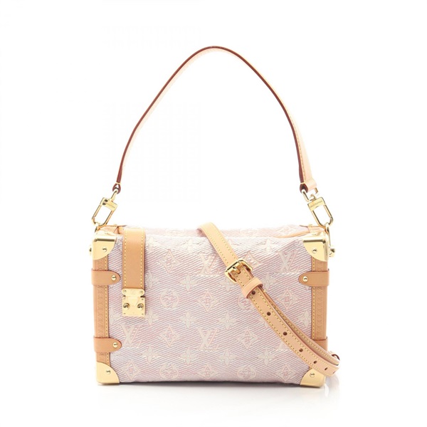 LOUIS VUITTON Side trunk MM Shoulder Handbag canvas leather Pink Brown Used