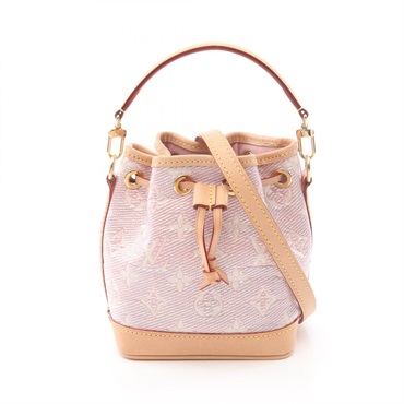 LOUIS VUITTON Nano Noe Handbag M82427 Monogram Laminated Jacquard Pink Brown LV