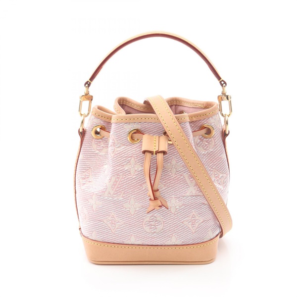 LOUIS VUITTON Nano Noe Handbag M82427 Monogram Laminated Jacquard Pink Brown LV