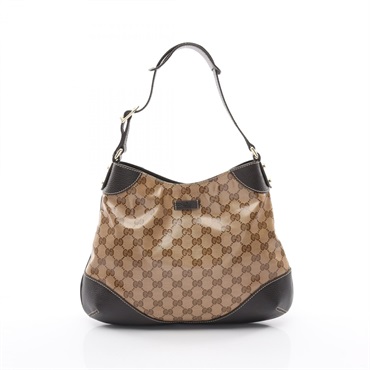 GUCCI Horsebit Shoulder Bag 272386 canvas leather Beige Brown Used Women GG