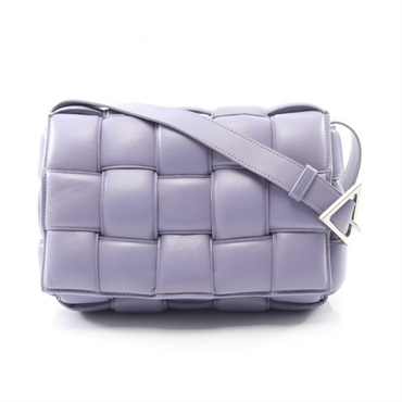 BOTTEGA VENETA Padded Cassette Intrecciato Shoulder crossbody Bag leather purple