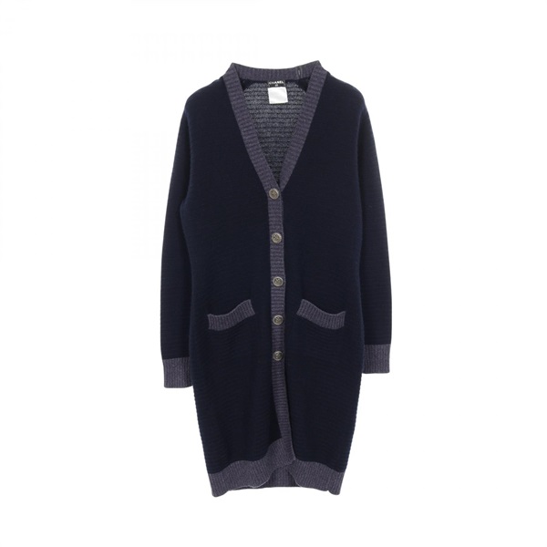 CHANEL COCO Mark Crown Button long cardigan knitwear #38 P33560K00852 cashmere