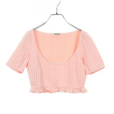 Miu Miu Cropped T-shirt Blouse  MT1741 Nylon Pink #42 Used Women