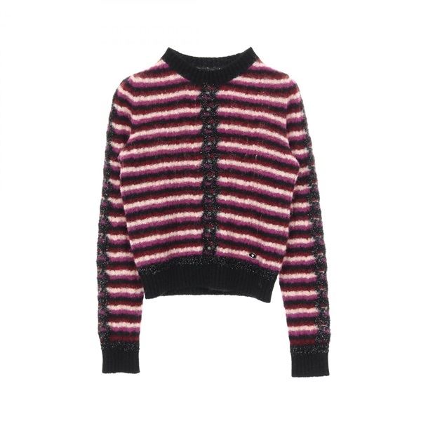 CHANEL COCO Mark Button Knit P75766K10915 Cashmere Wool Alpaca Nylon Black #34