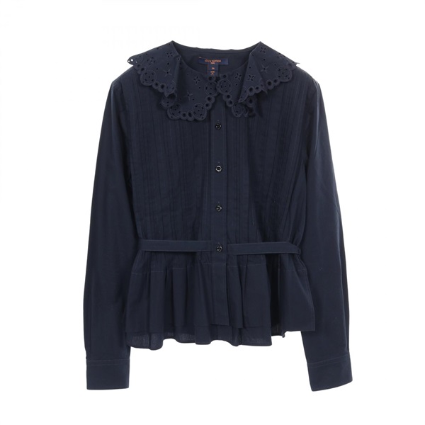 LOUIS VUITTON Blouse Shirts Tops RW221J XKG FMBB05 cotton Navy Used Women #36