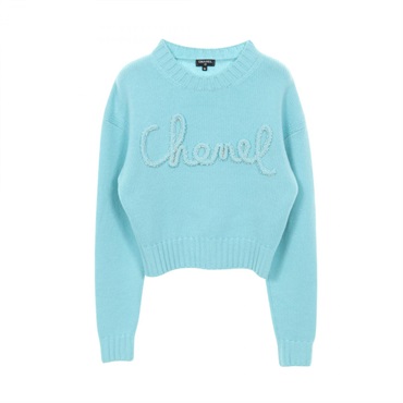 CHANEL knitwear sweater #36 P65189K61044 20B cashmere Blue Used Women