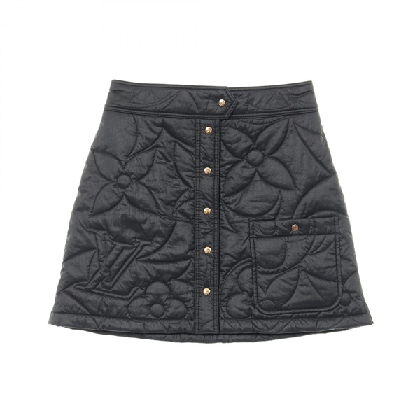 LOUIS VUITTON Monogram quilting mini skirt #38 RW 241WW Y27 FQSK07 Nylon Navy