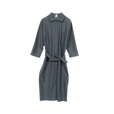 HERMES Dress #36 robe 2H0549DN wool Gray Used Women