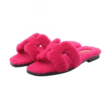 HERMES Orang Mule Sandal Flat Fabric Pink Used Women size 37